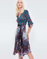 Thumbnail for your product : Diane von Furstenberg Justine Silk-Cotton Jersey & Chiffon Wrap Dress in Vines Medium Teal/Bakit Dot Flower