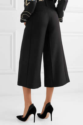 Valentino Wool And Silk-blend Crepe Culottes - Black