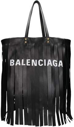 Balenciaga Laundry Logo Fringe Cabas S Bag