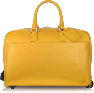 Giorgio Fedon Travel Yellow Leather Rolling Duffle