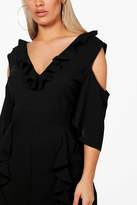 Thumbnail for your product : boohoo Plus Ruffle V Neck Wide Leg Jumpsuit