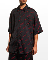 Thumbnail for your product : Balenciaga Men's Logo Silk Sport Shirt