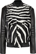 Thumbnail for your product : Balmain Zebra-Print Panel Leather Jacket