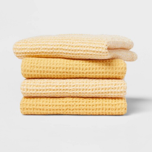 2pk Cotton Terry Dual Sided Kitchen Towels Yellow - Threshold™