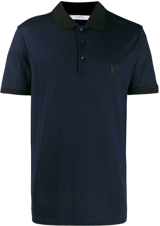 Versace All-Over Logo Print Polo Shirt - ShopStyle