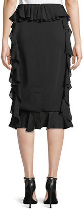 Cushnie Romina Pencil Skirt with Georgette Ruffle Sides