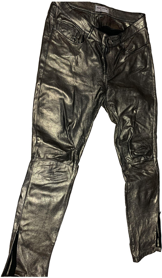 gold leather trousers