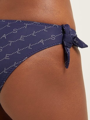 Stella McCartney Monogram-print Side-tie Bikini Briefs - Navy Multi