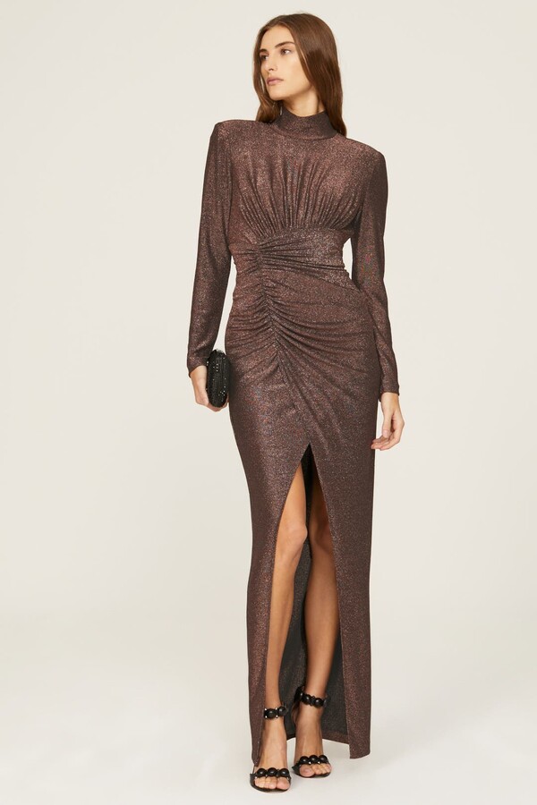 Aidan AIDAN MATTOX Brown Shimmer Gown Brown