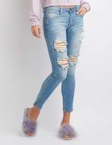 Thumbnail for your product : Charlotte Russe Machine Jeans Destroyed Mid-Rise Skinny Jeans