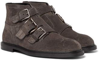 Dolce & Gabbana Buckled Suede Boots - Men - Gray