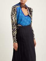 Thumbnail for your product : Preen by Thornton Bregazzi Leather-trimmed Neck Scarf - Womens - Blue
