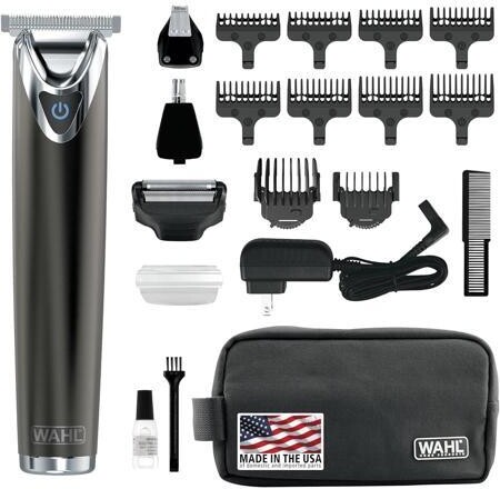 usbroway Wahl Stainless Steel Lithium Ion 2.0+ Slate Beard Trimmer for Men - Electric Shaver, Nose Ear Trimmer, Rechargeable All in One Men's Grooming Kit -...