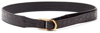 Saint Laurent Crocodile-effect Patent-leather Belt - Dark Brown