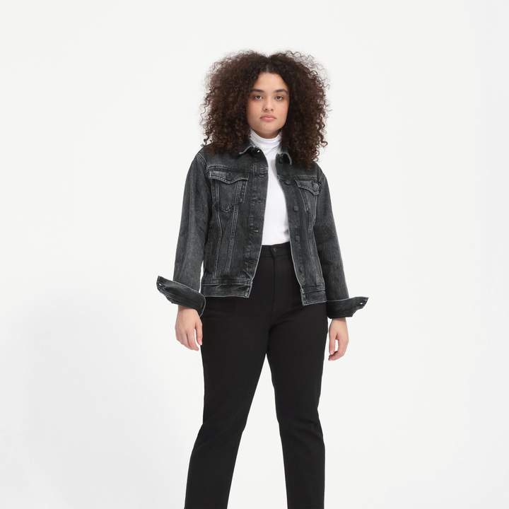 Fashion Look Featuring Everlane Dresses and Everlane Denim Jackets
