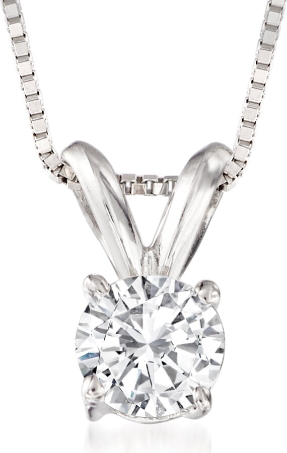 Ross-Simons Diamond Solitaire Necklace in 14kt White Gold