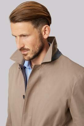 Moss Bros Tailored Fit Stone Rainmac with Quilted insert.