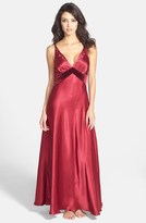 Thumbnail for your product : Jonquil Velvet Trim Filigree Embroidered Satin Nightgown