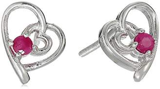 Girl's Sterling Silver and Ruby Children's Screw Back Stud Earrings