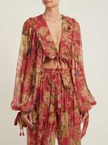Thumbnail for your product : Zimmermann Melody Tie Front Top - Womens - Burgundy