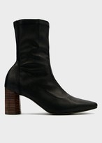 Thumbnail for your product : Kim Matin Women's Wooden Heel Stretch Boot in Black, Size 7 | Leather