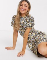 Thumbnail for your product : Miss Selfridge tea dress with high neck in floral print