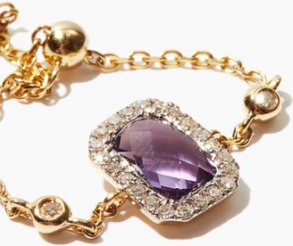 Anissa Kermiche February Amethyst, Diamond & 14kt Gold Chain Ring