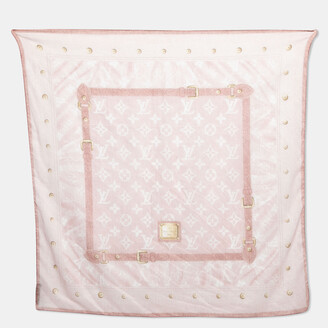 Louis Vuitton Logomania Shine Fringed Winter Scarf in Rose Ballerine - SOLD