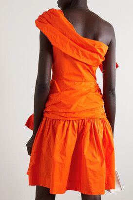 Molly Goddard Meredith One-shoulder Bow-detailed Gathered Taffeta Dress - Orange