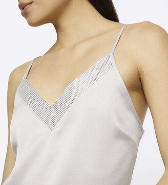 silver satin cami top