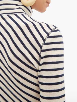 Loewe Striped High-neck Cotton Sweater - Womens - Navy White