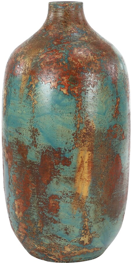 Sonoma Sage Home Extra Large Patina Copper & Turquoise Handmade Ceramic Floor  Vase - 10" x 20" - ShopStyle