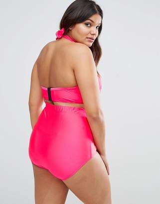 Monif C Pink Strappy Bikini Top