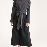 Thumbnail for your product : Paisie Deconstructed Striped Jumpsuit With Denim Culottes & Self Belt In Black & White