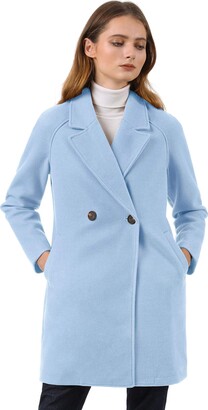 Light Blue Double Ted Coat, Ladies Blue Winter Coats Uk