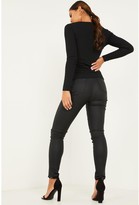 Thumbnail for your product : Quiz Ribbed Button Top - Black