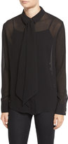 Thumbnail for your product : Frame Chiffon Tie Blouse, Noir