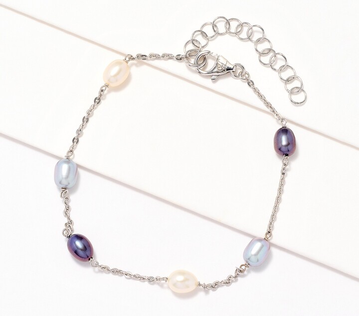 Honora As Is Oval Cultured Pearl & ForzatinaChain Anklet ss