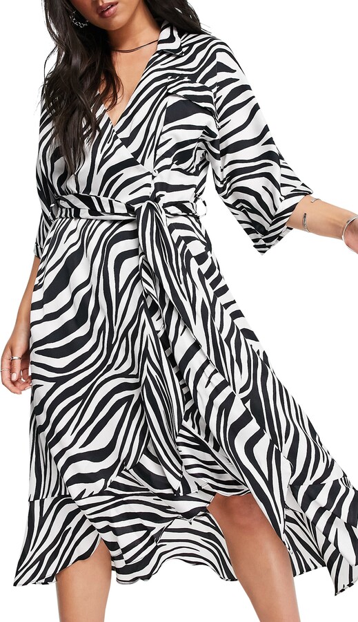 Zebra Print Midi Wrap Dress ShopStyle