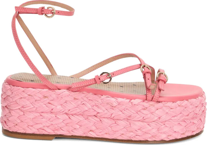 Red(V) Platform-Sole Strappy Espadrilles