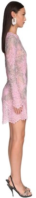 Ermanno Scervino Embellished Sheer Lace Mini Dress