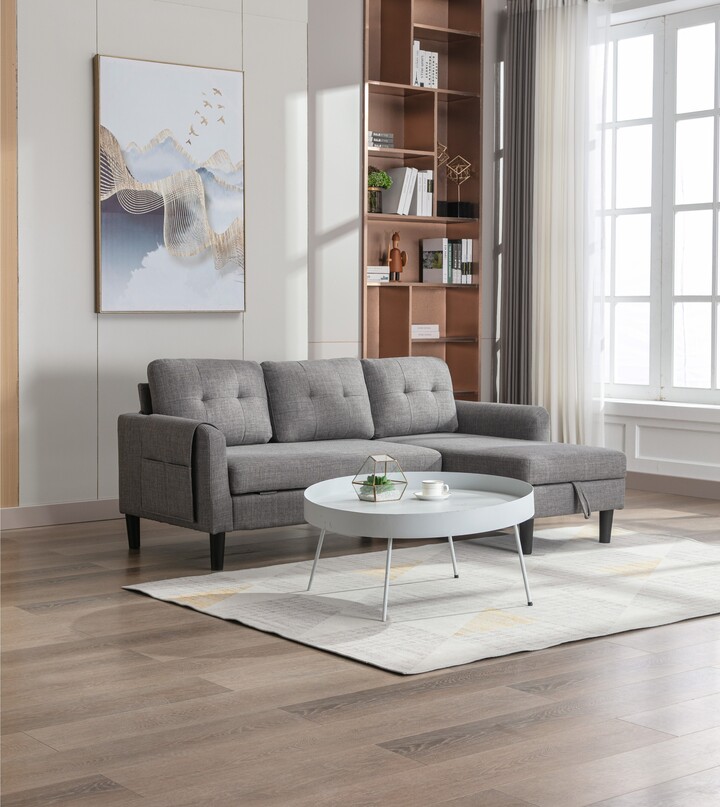 EDWINRAY 72" L Shape Sectional Sofa with Pull Out Sleeper Bed