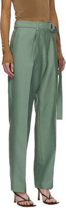 Helmut Lang Green Silk Wrap Trousers