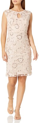 Alex Evenings Women's Petite Embroidered Cocktail Dress with Keyhole Cutout
