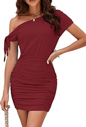 Women's Off Shoulder Ruched Mesh Bodycon Long Dress Slim Fit Zipper Long  Sleeve Dress for Part : : Clothing, Shoes & Accessories