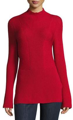 Escada Mock-Neck Bell-Sleeve Virgin Wool Sweater