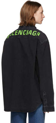 Balenciaga Black and Green Denim Shirt