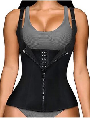 ZOPEUSI Women Waist Trainer Corset Tummy Control Zipper Vest Workout Body Shaper Cincher Tank Top with Straps 