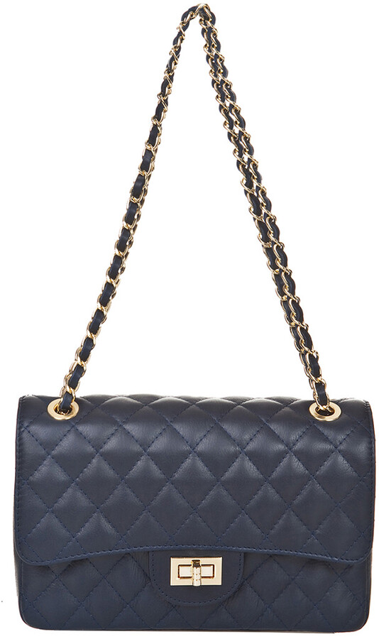 Italian Leather Quilted Shoulder Bag ShopStyle