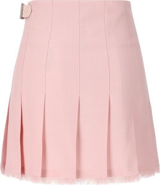 Burberry Buckle-Fastened Frayed-Hem Pleated Kilt